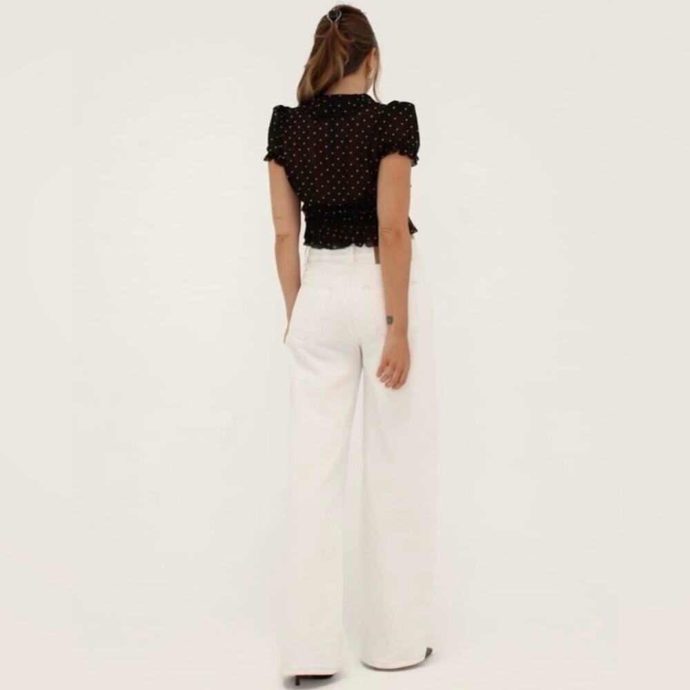 NEW Rumored Jukebox Top in Classic Dot Sheer Black White Women's Large $88 - Picture 4 of 12